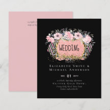 Rosegold BRÖLLOP Girly Rosa Blommigt Glitter Glam