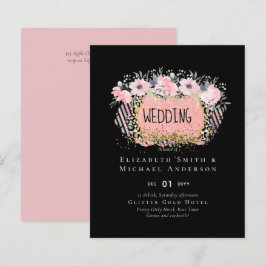 Rosegold BRÖLLOP Girly Rosa Blommigt Glitter Glam
