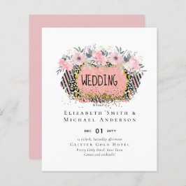 Rosegold BRÖLLOP Girly Rosa Blommigt Glitter Glam