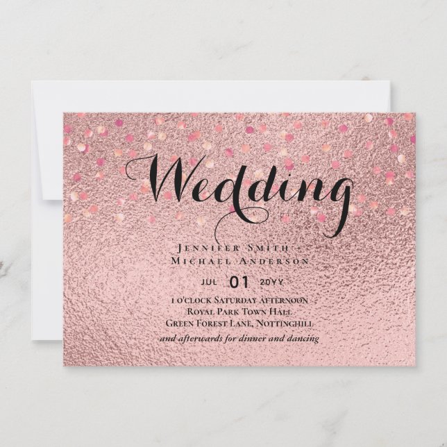 RoseGold Glitter Glam Foil Se Bröllop BUDGET (Framsida)