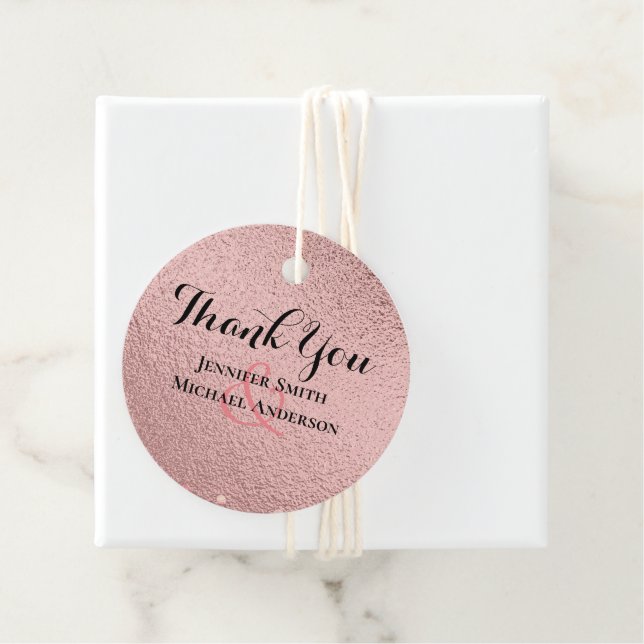 RoseGold Glitter Glam Foil Se Bröllop BUDGET Gåvor Etiketter (På plats)