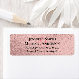 RoseGold Glitter Glam Foil Se Bröllop BUDGET Returadress Etikett