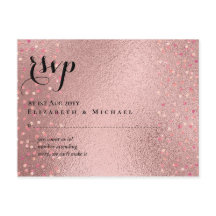 RoseGold Glitter Glam RSVP Bröllops BUDGET
