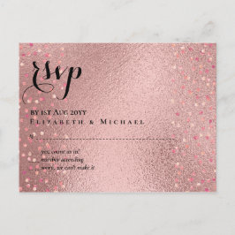 RoseGold Glitter Glam RSVP Bröllops BUDGET Vykort