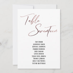 Rosegold Handwriter Bord Seventeen-sittplatsplan