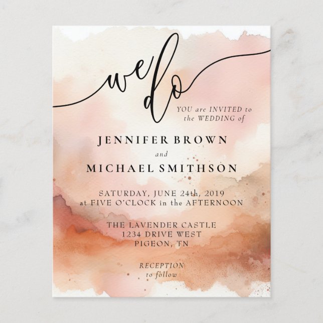 RoseGold jordton Watercolor Bröllop Vi Gör Flygblad (Framsidan)