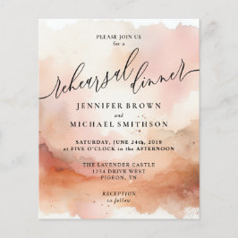 RoseGold jordton Watercolor Övningsmiddag Flygblad