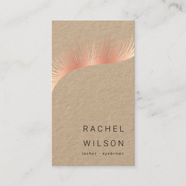 Rosegold Lash Rustic Kraftmakeup artist ögonelash Visitkort (Framsida)