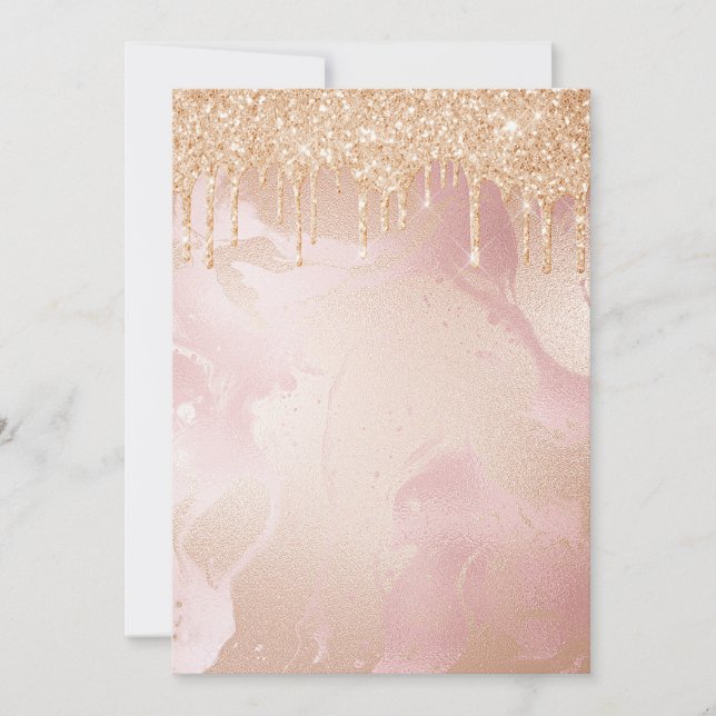 Rosegold  Marble med droplet Guld Glitter (Framsida)