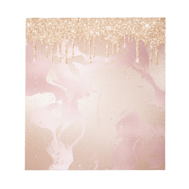 Rosegold  Marble med droplet Guld Glitter Anteckningsblock (Framsida)
