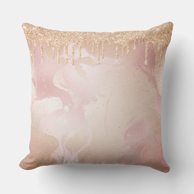 Rosegold  Marble med droplet Guld Glitter Kudde (Framsida)