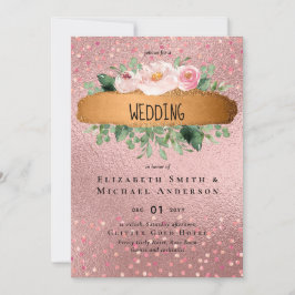 RoseGold Metallic Glitter Blommigt Foil Watch Bröl