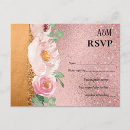 RoseGold Metallic Glitter Blommigt Foil Watch Bröl Vykort