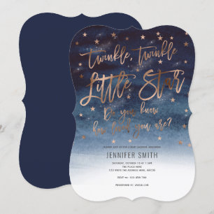 Rosegold,Twinkle Twinkle Little Stars, Babykläder Inbjudningar