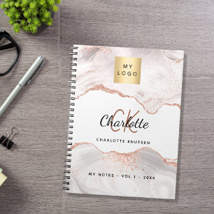 Roséguld agat logotyp monogram elegant verksamhet anteckningsbok