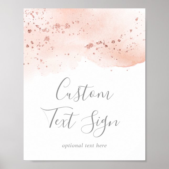 Roséguld akvarell anpassad textsida poster (Framsidan)