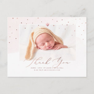 Roséguld Baby Shower Tacksamhets Rosenvatten Water Vykort