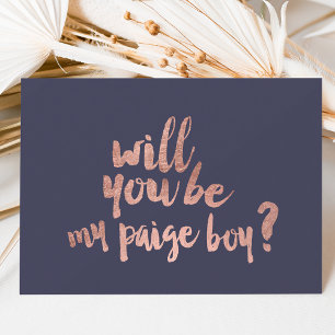Roséguld blå Vill du vara min paige boy Inbjudningar