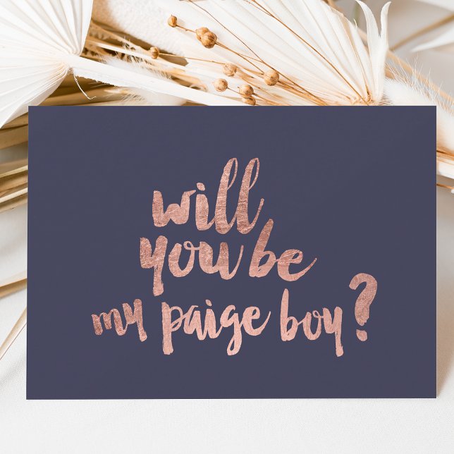 Roséguld blå Vill du vara min paige boy Inbjudningar (Skapare uppladdad)