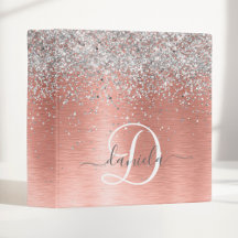 Roséguld Borstat Metall Glitter Monogram Namn