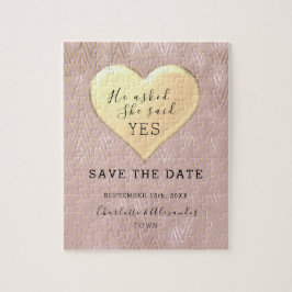 Roséguld Bröllop Save The Date Pussel