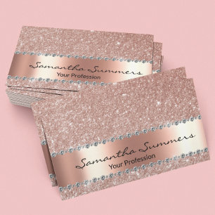 Roséguld Diamant Metall Elegant Falsglitter Visitkort