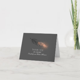 Roséguld doppade glitterfjädrar Eleganta tackkort