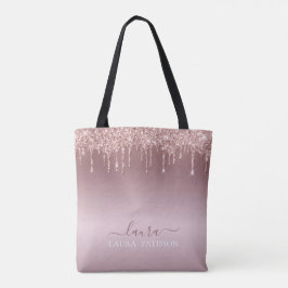 Roséguld droppar med logotyp tygkasse