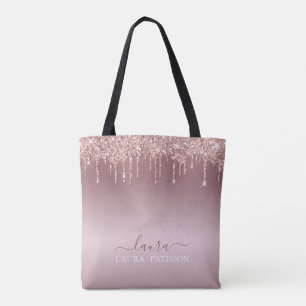 Roséguld droppar med logotyp tygkasse