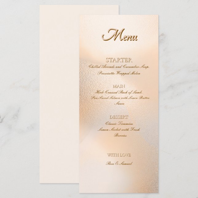 Roséguld Elegant Platt Meny (Fram/baksida)