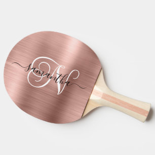 Roséguld Fals Folie Lockig Monogram Pingisracket