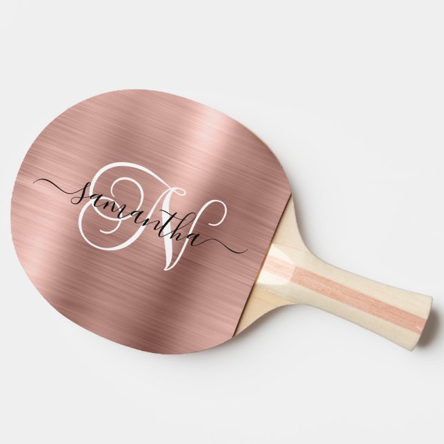 Roséguld Fals Folie Lockig Monogram Pingisracket (Sidan)
