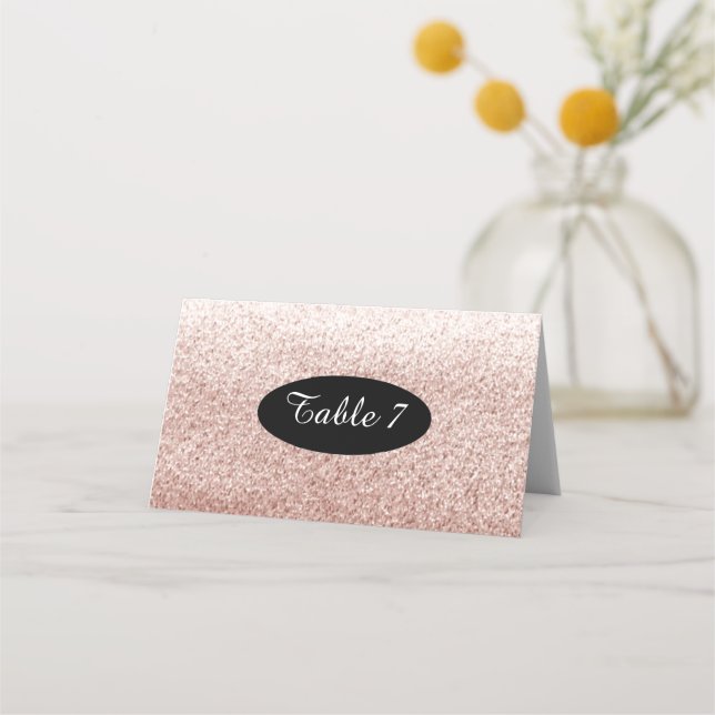 Roséguld Fals Glitter Bordsnummer Placeringskort (Framsida)