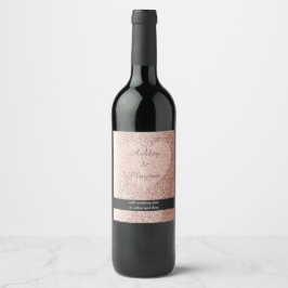 Roséguld Fals Glitter Hjarta Vinflaska Etikett