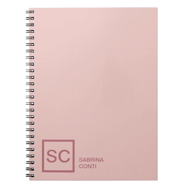 Roséguld färg professionell flickaktig monogramnam anteckningsbok (Framsidan)