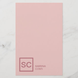 Roséguld färg professionell flickaktig monogramnam brevpapper