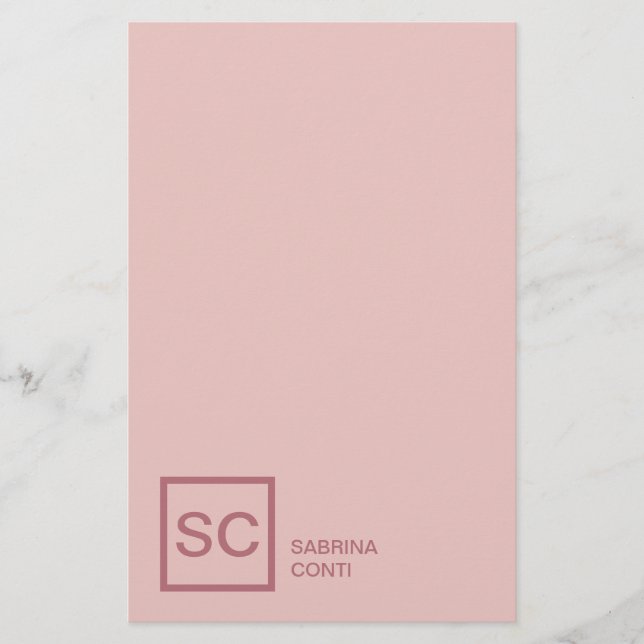 Roséguld färg professionell flickaktig monogramnam brevpapper (Framsida)