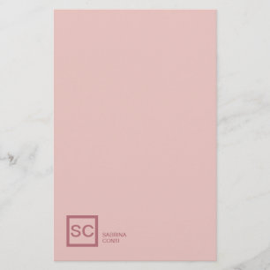 Roséguld färg professionell girligt monogramnamn brevpapper