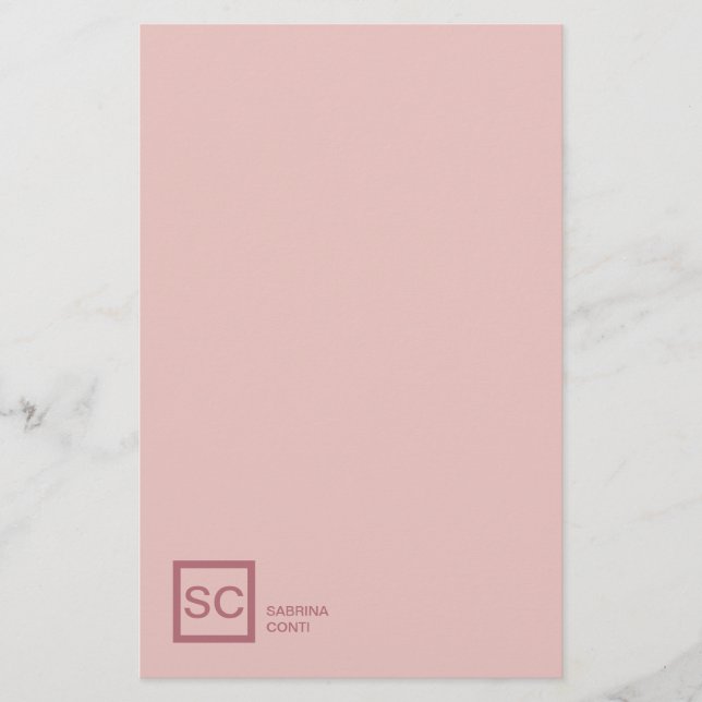 Roséguld färg professionell girligt monogramnamn brevpapper (Framsida)