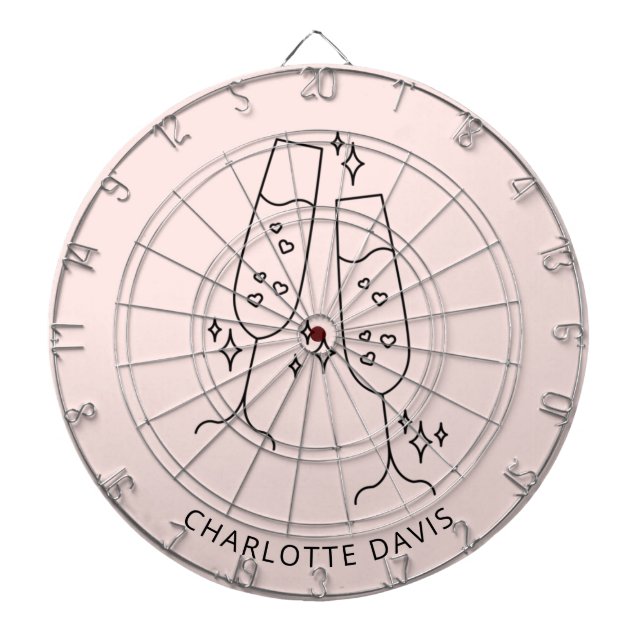 Roséguld flöjt glas skål namn fest darttavla (Framsidan)