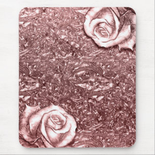 Roséguld Flytande Krom Metallisk Chic Glamour Blom Musmatta