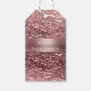 Roseguld Flytande Krom Metallisk Chic Partypresent Presentetikett