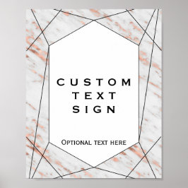 Roséguld Geometrisk Marmor Anpassad Skylt