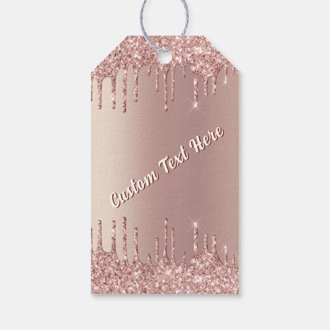 Roséguld Glänsande Presentkort med Anpassad Text Presentetikett (Baksidan)