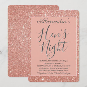 Roséguld Glitter Brudtjej Inbjudningar