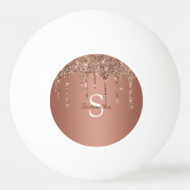 Roséguld Glitter Gnistrande Dropar Monogram Namn Pingisboll