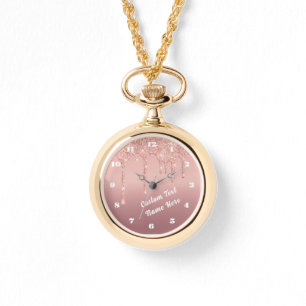Roséguld Glitter Gnistrande Ur Personlig Text Armbandsur
