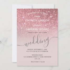 Roséguld glitter och grå ton inbjudan