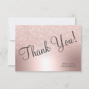 Roséguld glitter ombre metallisk folie tack kort