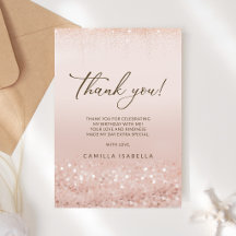 Roséguld glitter Quinceañera tackkort